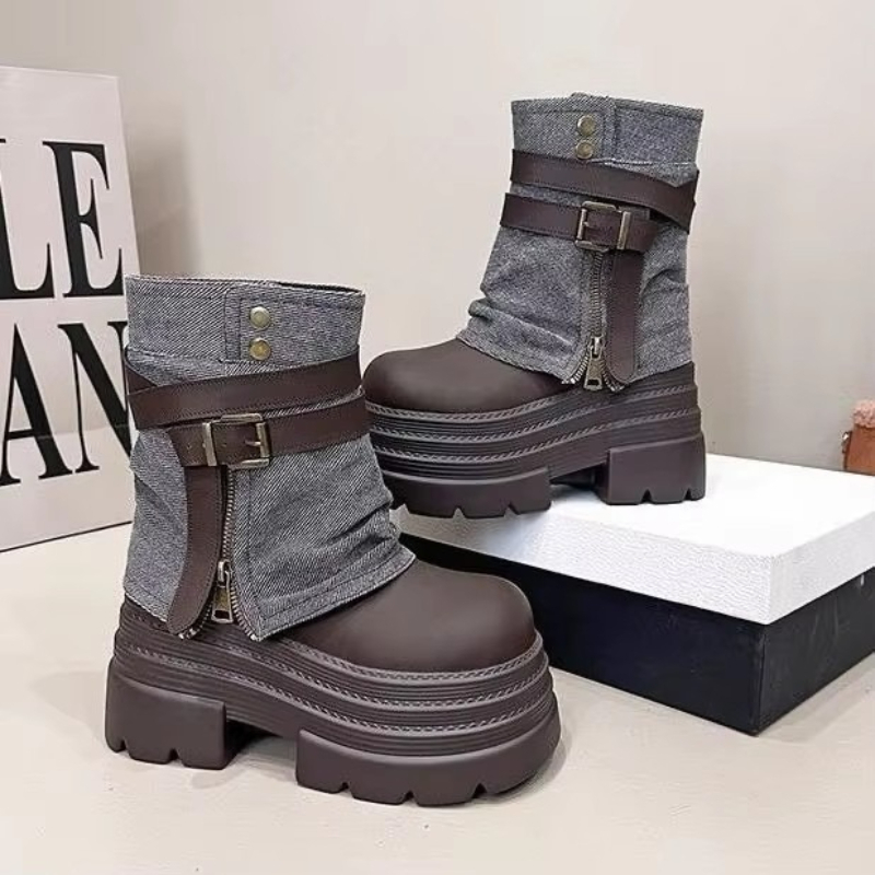 Sneaker Zone - Sepatu Boots Pendek Chunky Musim Gugur