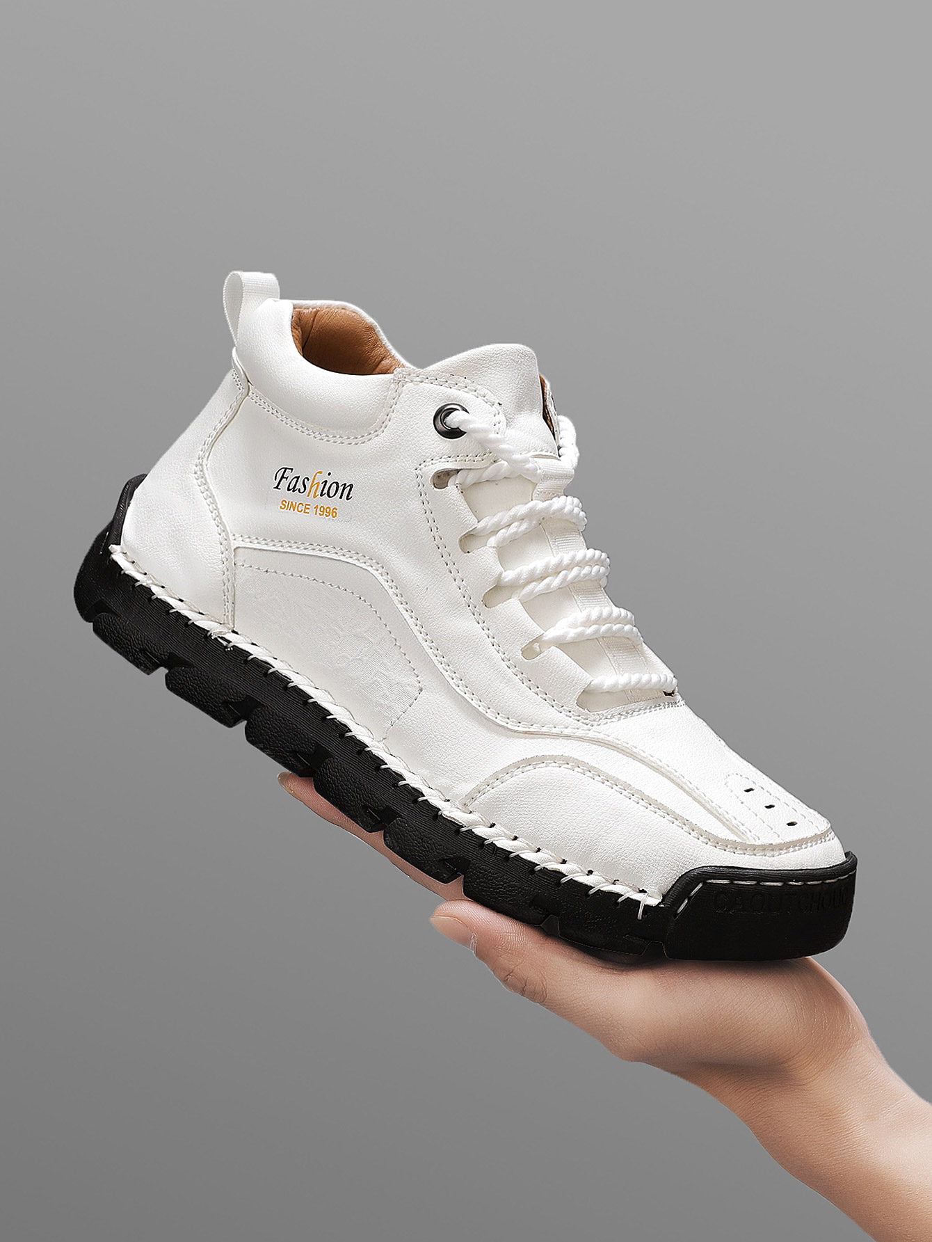 Sneaker Zone - Sepatu Kasual Mid-Top Buatan Tangan Pria,
